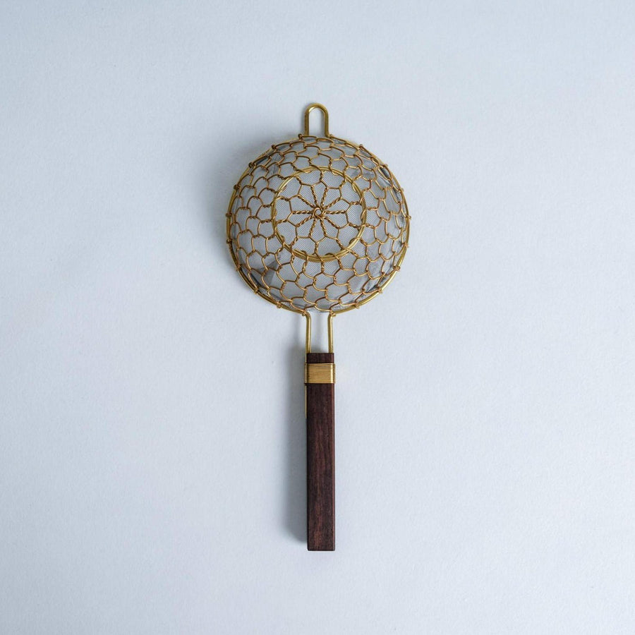 Kanaami Tsuji Tea Strainer - Brass with Rosewood Handle (Rosewood Brass)