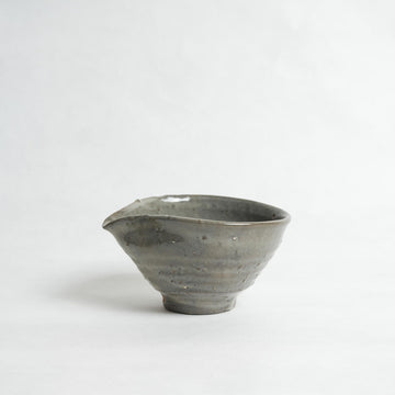 Grey Speckled Katakuchi Matcha Bowl - Shigeyoshi Morioka