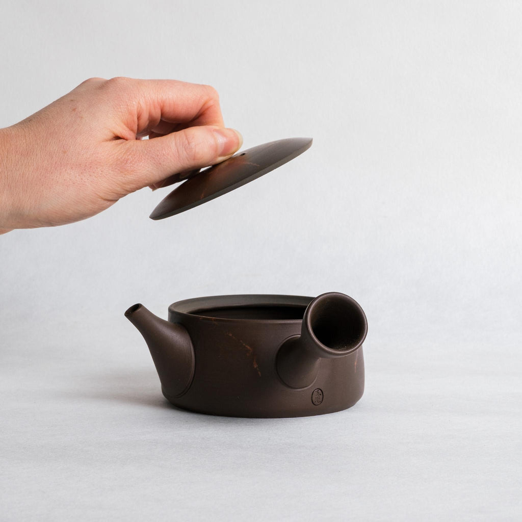 Gyokko Mogake Flat Bottom Kyusu Dark