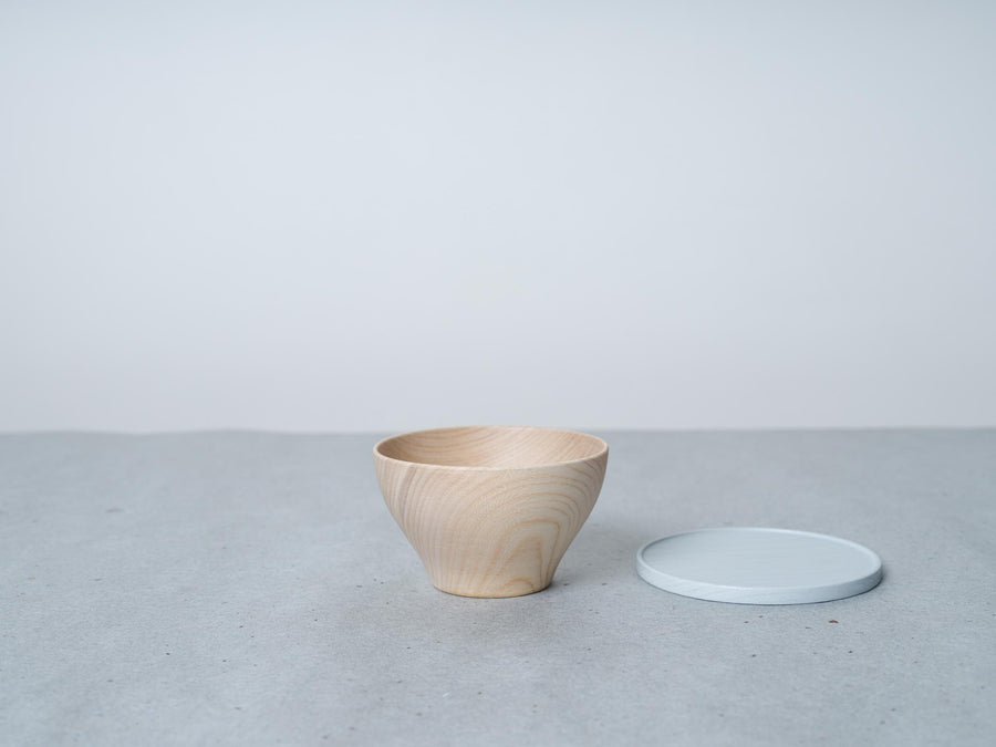Wooden Cup w/ Saucer - Light Gray