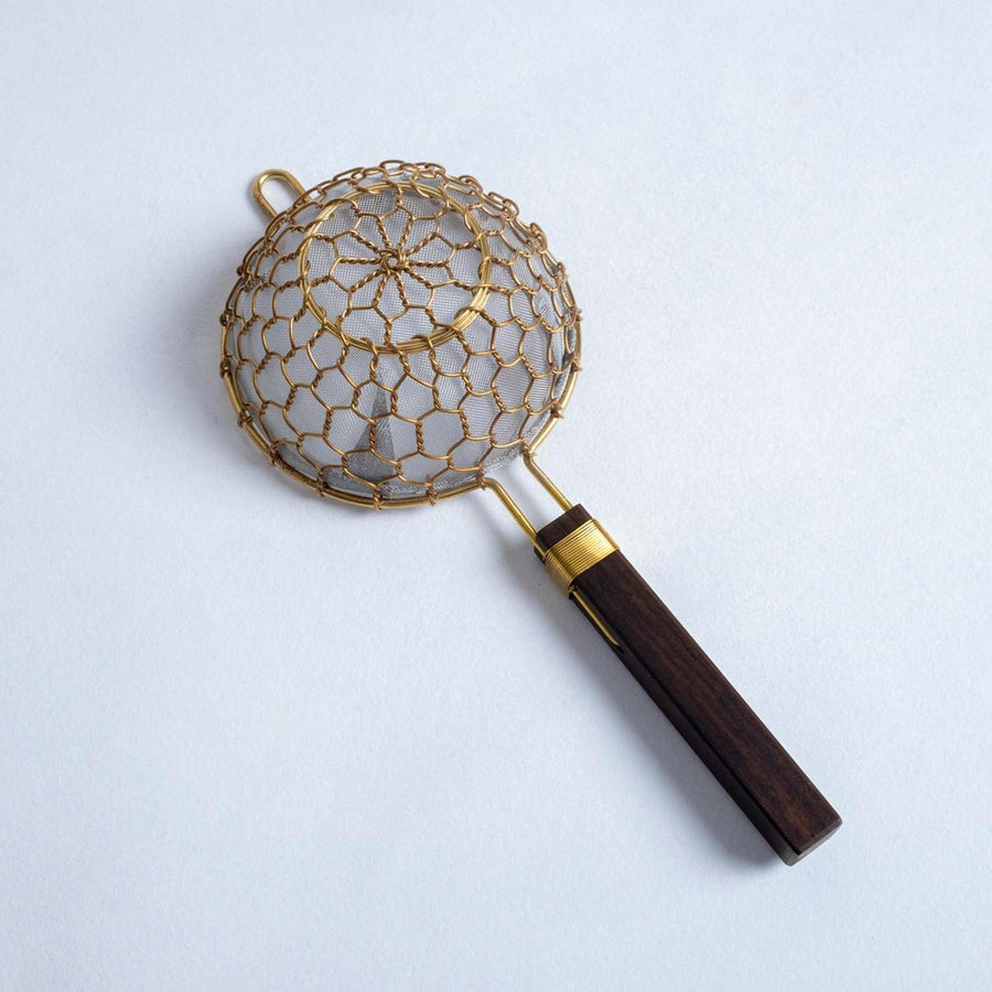 Kanaami Tsuji Tea Strainer - Brass with Rosewood Handle (Rosewood Brass)