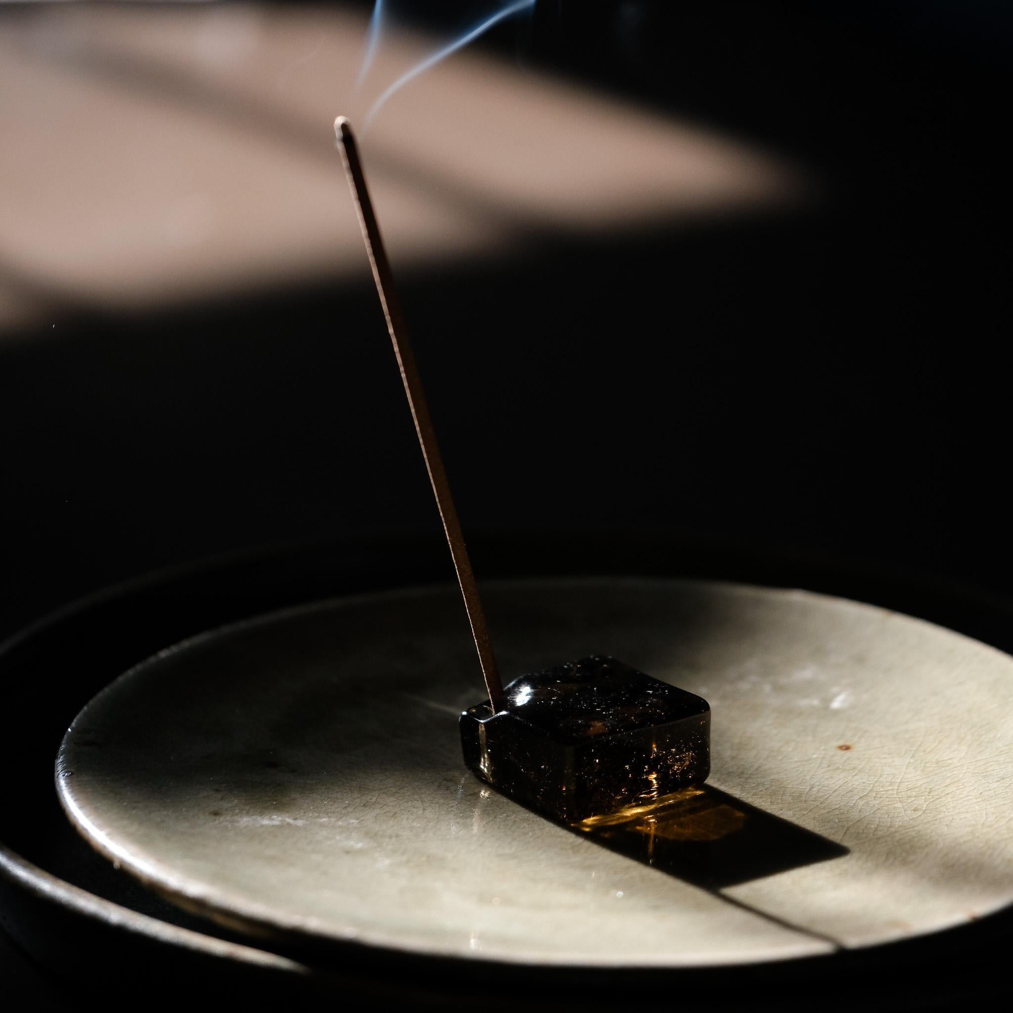 Square Glass Incense Holder - Black – Kettl