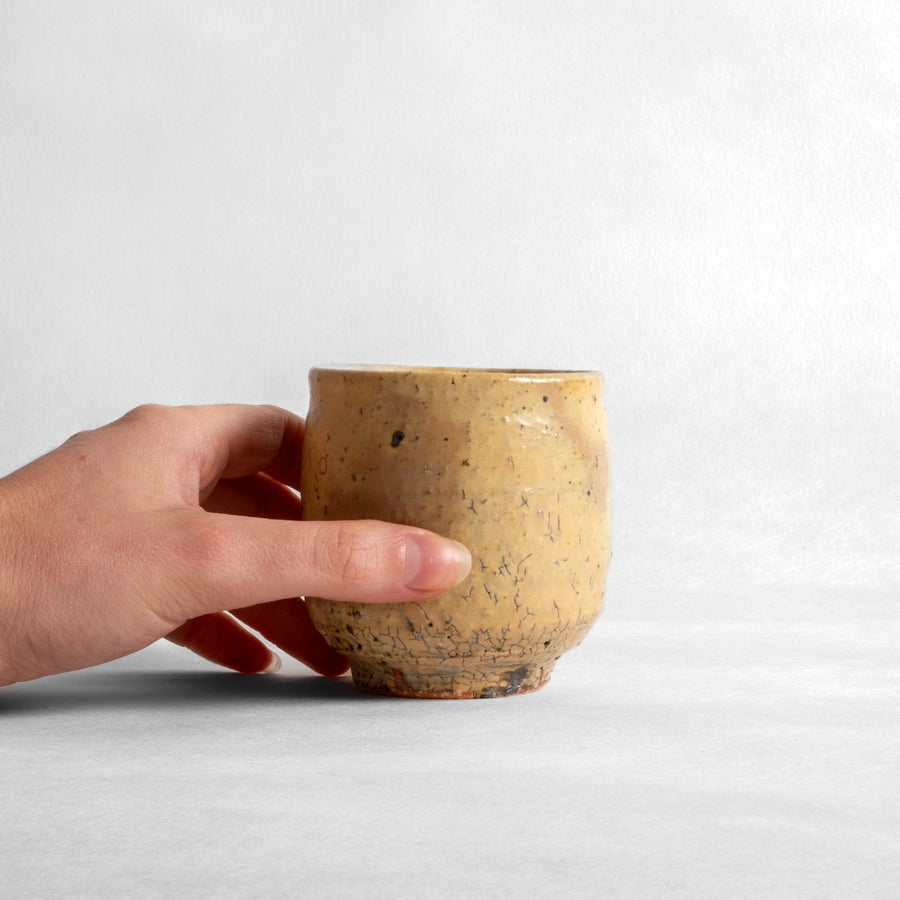 Asahikawa tea cup (beige crackle) - Kazuhiko Kudō