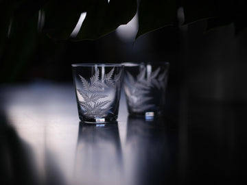 Kiriko Etched Glass Pair - Fern